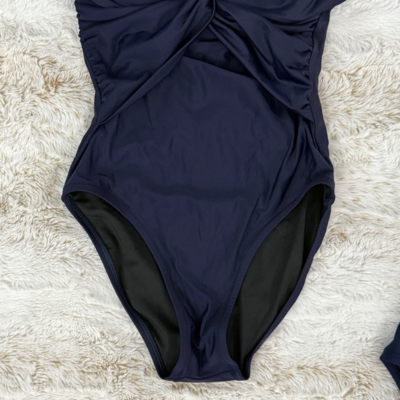 J. Crew Twist-front Bandeau One-piece Swimsuit NAVY BLUE - Picture 6 of 8